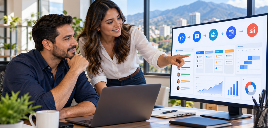 Agencia de marketing digital en Honduras conectando campañas, CRM y seguimiento comercial